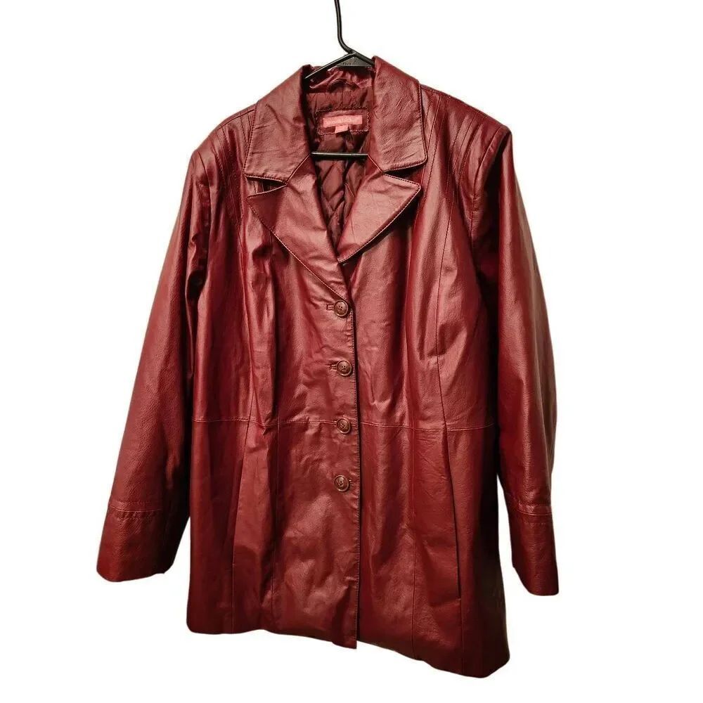 WOMAN WITHIN Brick Red LEATHER Jacket/Blazer SZ:20W